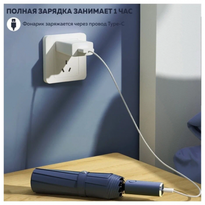 Зонт автоматический Zuodu Full Automatic Umbrella Led, синий-2